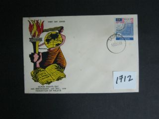 1712 - Malaya 1958 Human Rights Private First Day Cover Taiping Cancel. photo