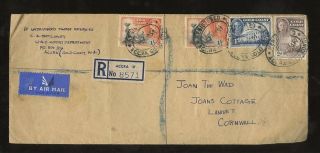 Gold Coast Kg6 1951 Regist.  Airmail To Cornwall Gb. . .  Etiquettes Accra D + Ovals photo