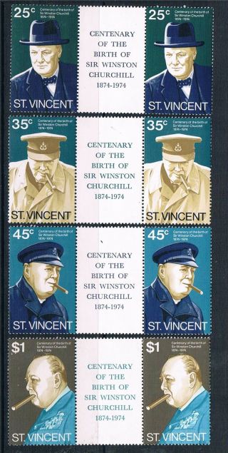 St Vincent 1974 Churchill Gutter Pairs Sg 403 - 6 photo