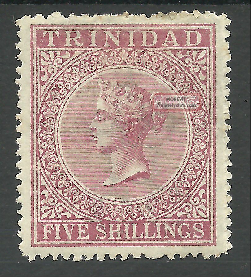 Trinidad Sg87 The 1869 Victorian 5/ - Rose - Lake Mounted Cat £170 British Colonies & Territories photo