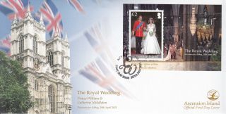 Ascension Island 2011 Fdc Royal Wedding 1v Sheet Cover William Kate Middleton photo
