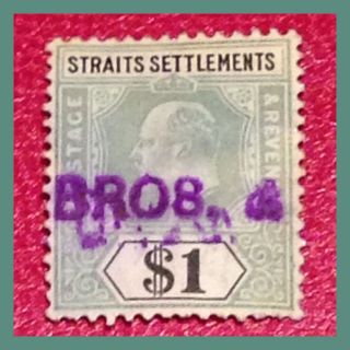 Straits Settlements Edward Vii 1$ Dull Green & Black Sg 119 As Per Scans photo