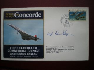 1976 Signed Ba Concorde Cover London - Washington Capt Who Flew Last Comm Flight photo