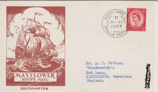 U.  K.  G.  B.  Mayflower Ii,  Ship Mail 1957 Apr (brown Cachet).  To Plymouth photo