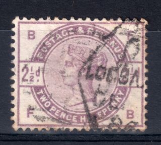 Town/village Cancel.  On Qv Stamp - (1883) 2.  5d Lilac.  London `late Fee` Duplex photo
