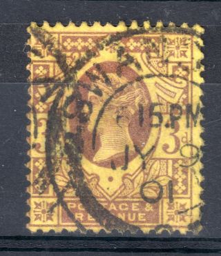 Town/village Cancel.  On Qv Stamp - Swansea Double Ring Cancel On 3d Jubilee photo