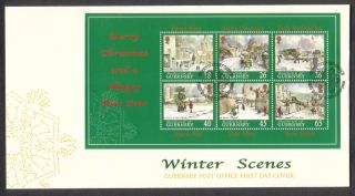 Guernsey 2000 Christmas Churches Miniature Sheet On Fdc photo