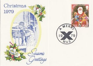 (30256) Gb Isle Of Man Post Office Father Christmas Xmas Card 1979 photo