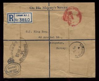 Gb Ohms Official Registered Cover Royal 1935 photo
