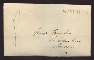 Kent Wingham 1830 Straight Line On Front Mourning Cover photo