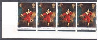 Gb = Constant Variety,  1967 4d British Paintings.  R5/3.  Positional Strip/4. photo