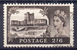 Gb = Listed Variety,  1963 2/6d Castle.  Sg Spec.  T5d.  R10/2 On Plate 9.  Fine. photo