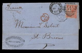 Gb Qv 1867 4d Cover. . .  Merchant Anthony Harris Newcastle photo
