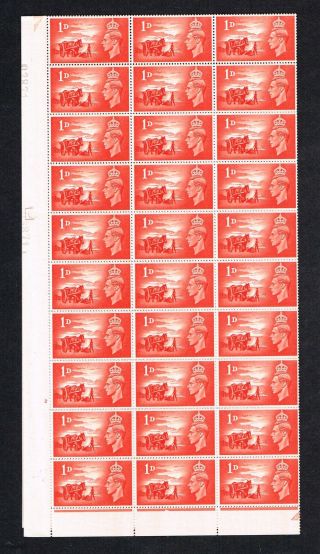 Kgv1 1948 Sg C1 Sgc1 Vf 1d Liberation Complete Sheet Of 120,  Perf Type I/p photo