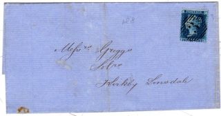 1861 London To Kirkby Lonsdale Wrapper Fine =3= In Diamond Numeral - 2d Blue Pl 8 photo