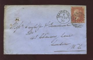 Kent Maidstone 1870 Cover Penny Red Pl.  120. . .  493 Duplex photo