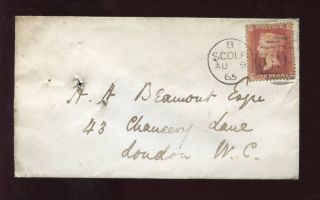 Norfolk Scole 1865 Cover Penny Red. . .  Village Duplex 694 photo