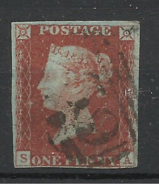 1844 Sg 8,  1d Red Plate 56 (sa) 4 Margin,  Fine. photo