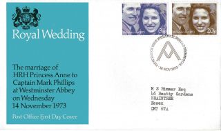 14 November 1973 Royal Wedding Post Office First Day Cover Bureau Shs photo