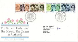 21 April 1986 Queens 60th Birthday Royal Mail First Day Cover Bureau Shs photo