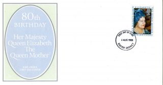 4 August 1980 Queen Mother 80th Birthday Po First Day Cover Exeter Fdi photo