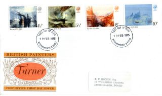 19 February 1975 Turner British Paintings Po First Day Cover Bournemouth Fdi photo