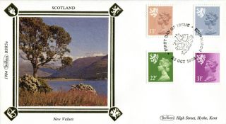 23 Oct 1984 All 4 Scotland Definitives Benham Silk Bsr 5a First Day Cover Shs photo