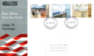 16 June 1971 Ulster Paintings Post Office First Day Cover Bournemouth Fdi photo