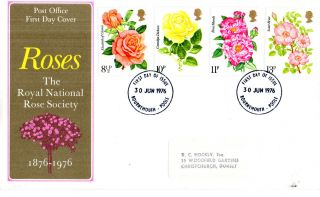 30 June 1976 Rose Society Centenary Post Office First Day Cover Bournemouth Fdi photo