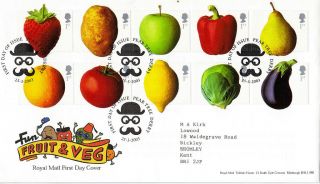 25 March 2003 Fun Fruit & Veg Royal Mail First Day Cover Pear Tree Shs photo