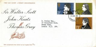 28 July 1971 Literary Anniversaries Aftcc 5 First Day Cover London Sw Fdi photo