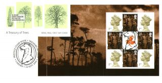 18 September 2000 A Treasury Of Trees Full Pane 4 Rm Fdc Cardiff Shs photo