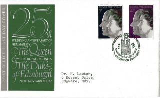 20 November 1972 Royal Silver Wedding Post Office First Day Cover Westminster photo