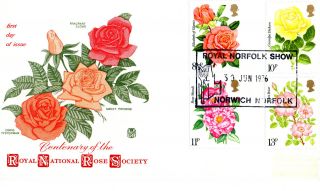 30 June 1976 Roses Stuart First Day Cover Royal Norfolk Show Norwich Shs photo