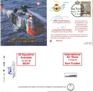 1996 Belgian Air Force Golden Jubilee Joint Services Dual Signed Cover Shs photo