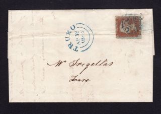 1841 Gb 1d Red Entire/ Cover To Truro With Blue Mx & Truro Town Cds Cat £1700+ photo