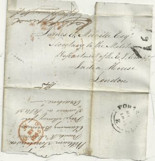 Portsmouth H/s Postage Due Wrapper To East India Co Burmese Prize Money 1845 photo