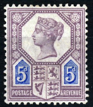 Gb Qv 1887 Jubilee Issue 5d.  Dull Purple & Blue Die I Sg 207 (spec K35) photo