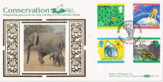 (31278) Gb Benham Fdc Elephant Conservation Green Issue Howletts 15 Sep 1992 photo