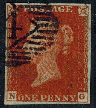 Gb Qv 1841 1d Penny Lake - Red Sg11,  Position (ng) Cat £800 photo