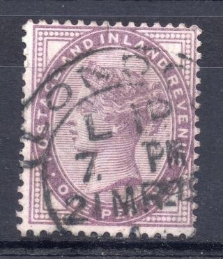 Gb = Town/village Cancel.  On Qv 1d Lilac,  `london` (late Fee 1d) Hooded Circle photo