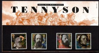 1992 Alfred Lord Tennyson Presentation Pack Sg 1607 - 1610 photo