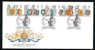 1998 Queens Beasts Fdc Beaumont St Oxford Handstamp Sent Post photo