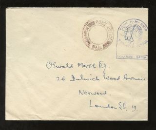 Military Navy Ww2 Hm Ship. . .  Post Office Maritime Mail Undated In Maroon photo