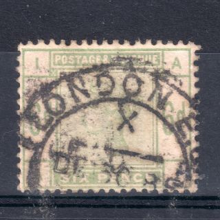 Gb = Qv Stamp,  (1884) 6d Dull Green,  Sg 194.  `london E.  C.  ` Hooded Circle.  C£200. photo