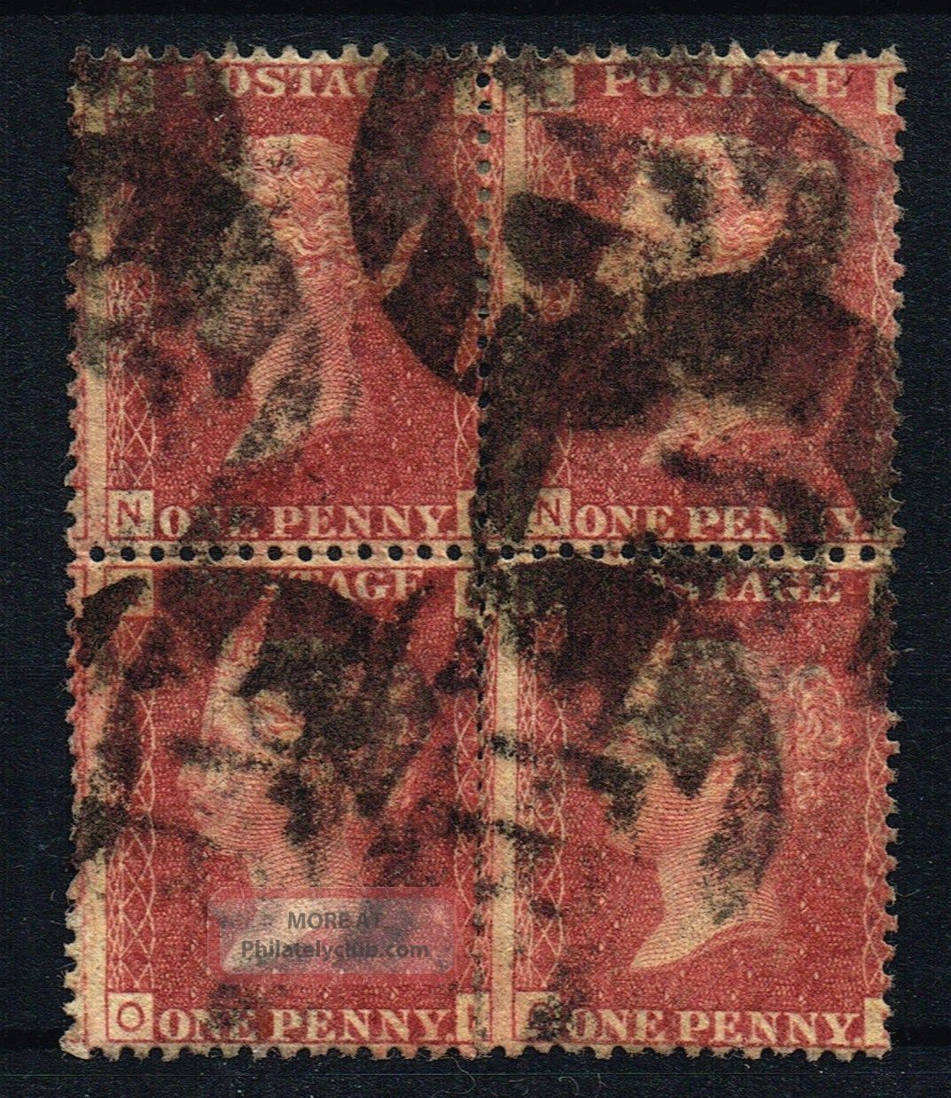Qv 1858 Sg43 Plt 105 1d Red Block Of 4 Victoria photo