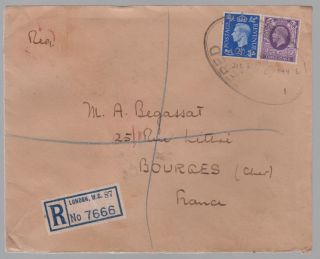 1937 England Registered Red Wax Seal War Cover To Bourges France photo