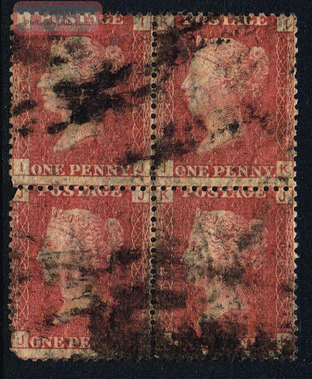 Qv 1858 Sg43 Plt 165 1d Red Block Of 4 Victoria photo
