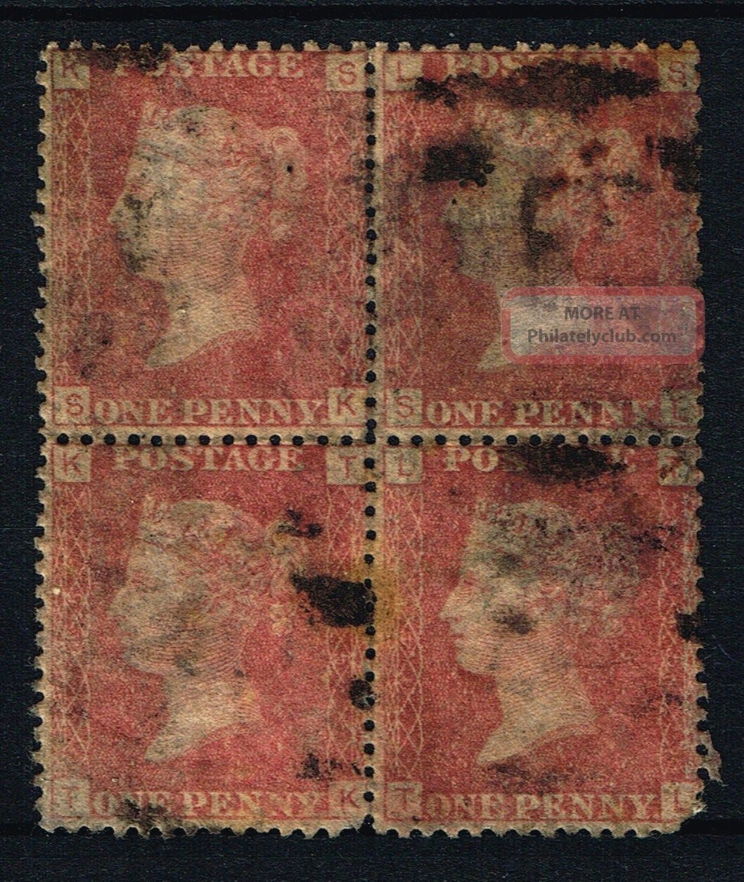 Qv 1858 Sg43 Plt 145 1d Red Block Of 4 Victoria photo