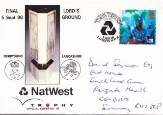 (29271) Clearance Gb Cricket Cover Derbyshire Lancashire Natwest 5 Sep 1998 photo